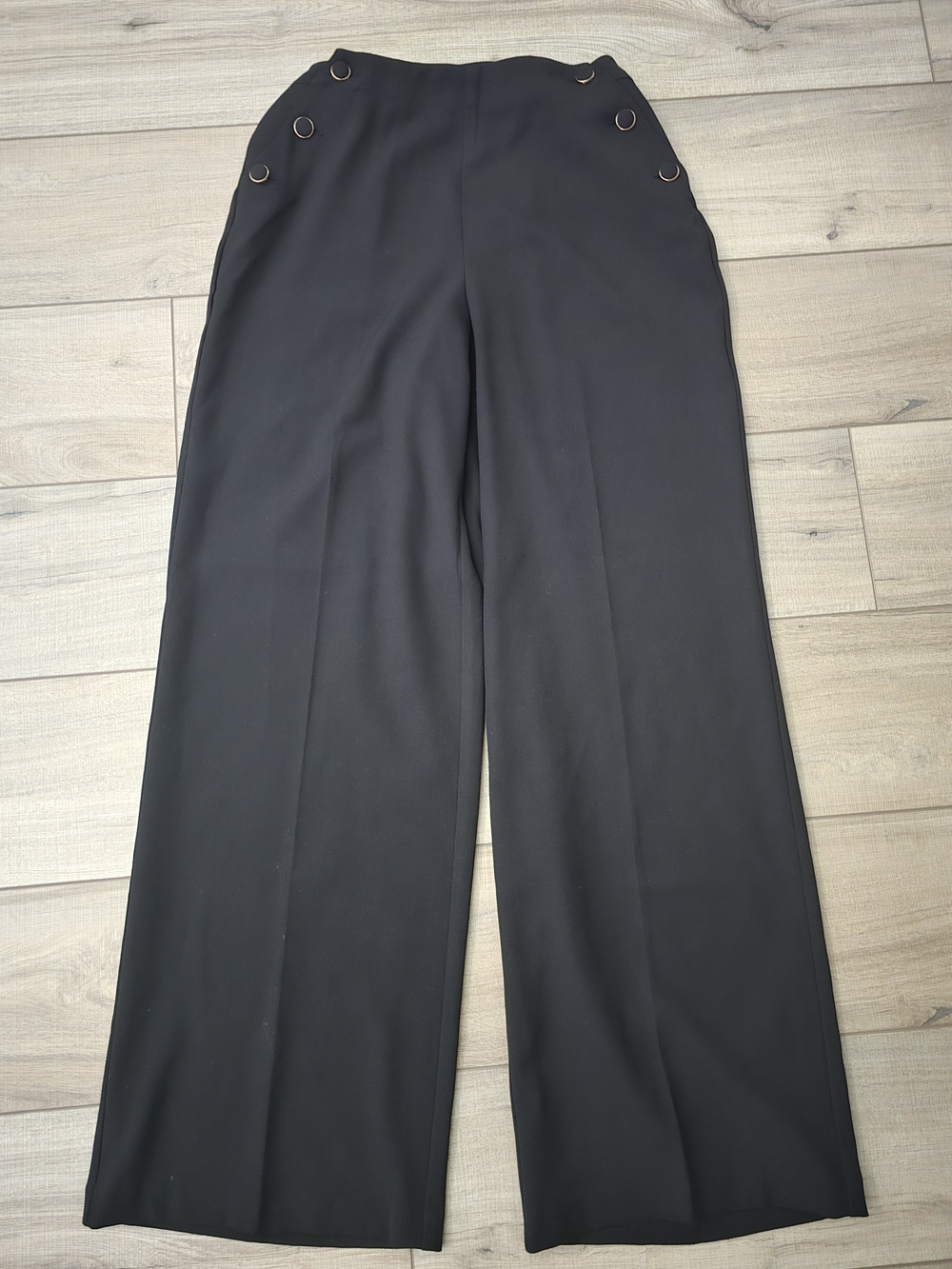 Michael Kors Black Wide-Leg Sailor Trousers with Ring Detail
